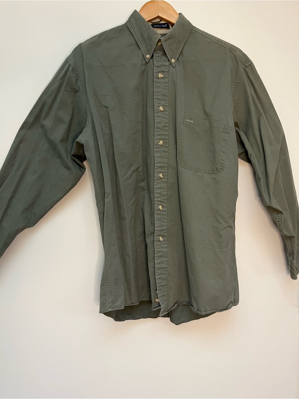 Vintage Classic Button-Down Men's Shirt - Olive Green